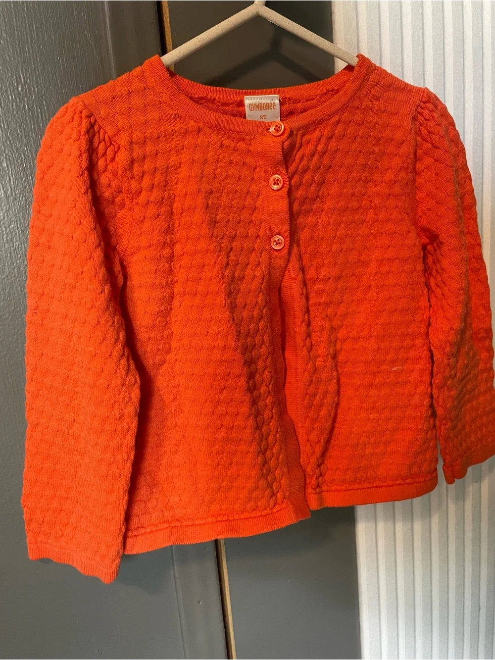 Gymboree Bright Orange Textured Knit Cardigan toddler 3T